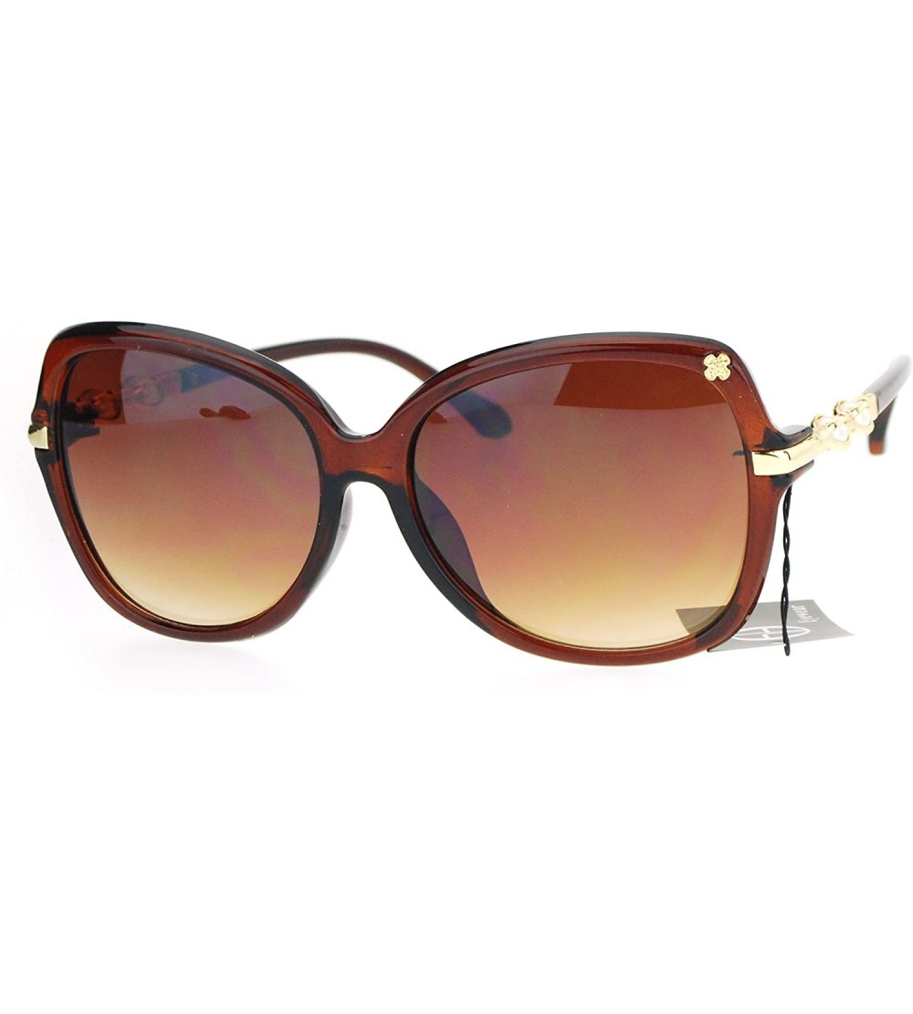 Butterfly Womens Pearl Jewel Arm Luxury Diva Butterfly Designer Sunglasses - All Brown - CV12NYX50GN $22.86