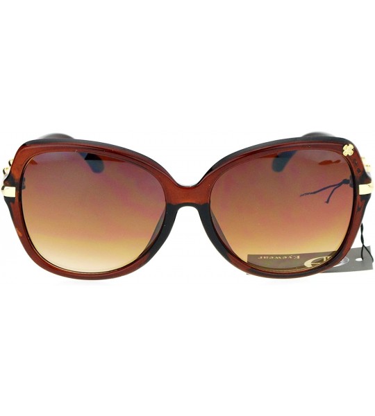 Butterfly Womens Pearl Jewel Arm Luxury Diva Butterfly Designer Sunglasses - All Brown - CV12NYX50GN $22.86