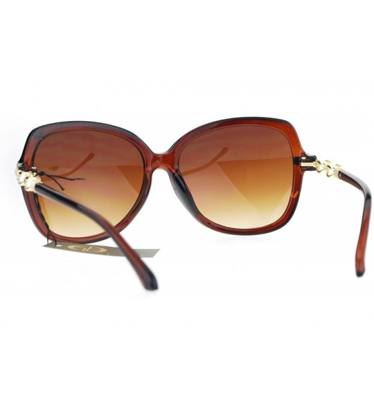 Butterfly Womens Pearl Jewel Arm Luxury Diva Butterfly Designer Sunglasses - All Brown - CV12NYX50GN $22.86