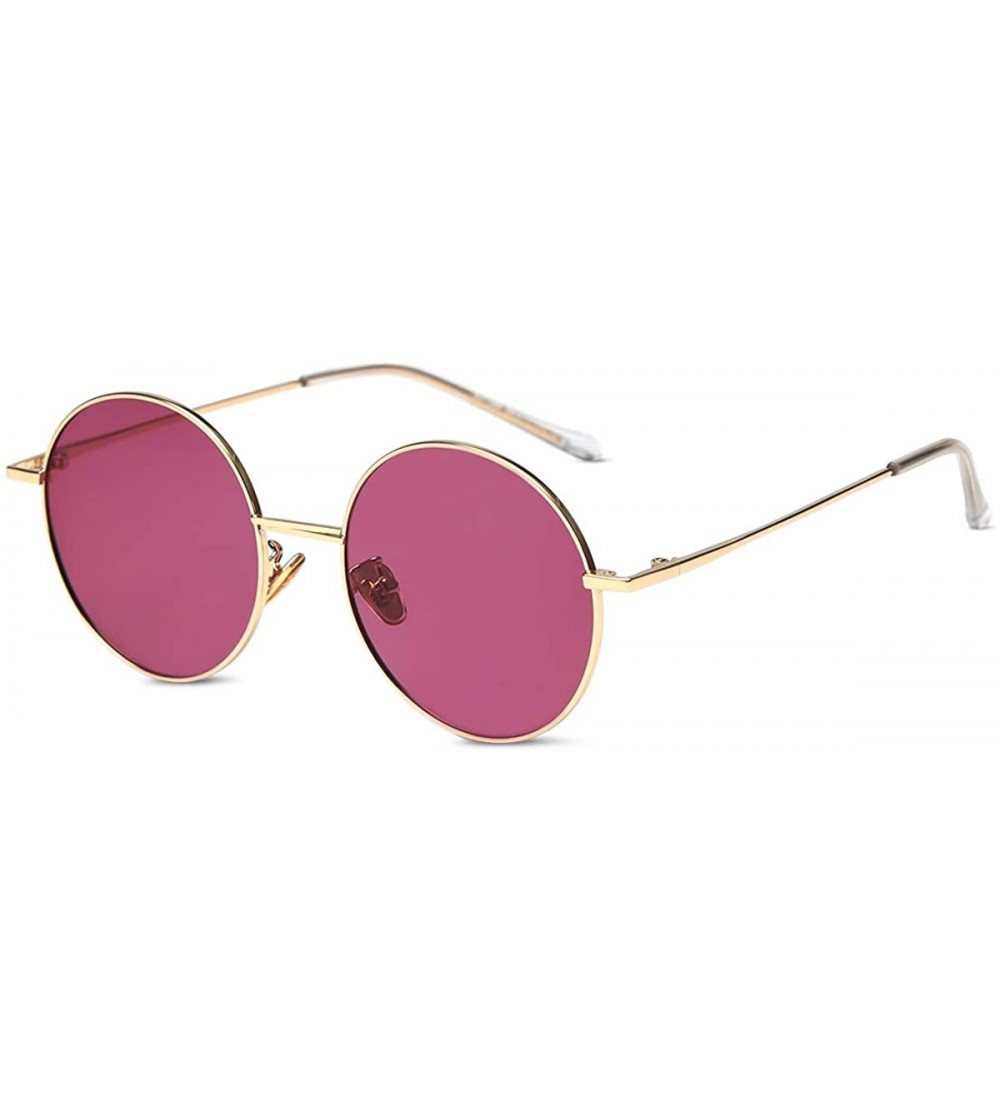 Round Retro Round Sunglasses Small Men Women Steampunk Hippy Lennon Glasses Polarized Colored Lens UV400 Metal Frame - CX18YI...