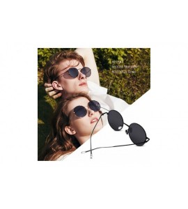 Round Retro Round Sunglasses Small Men Women Steampunk Hippy Lennon Glasses Polarized Colored Lens UV400 Metal Frame - CX18YI...