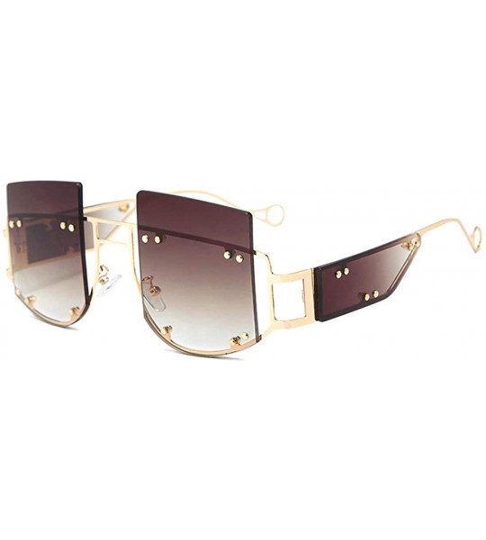 Square 2019 new fashion square big box personality street shooting trend unisex sunglasses - Brown - CC18ZGDYDAU $26.83