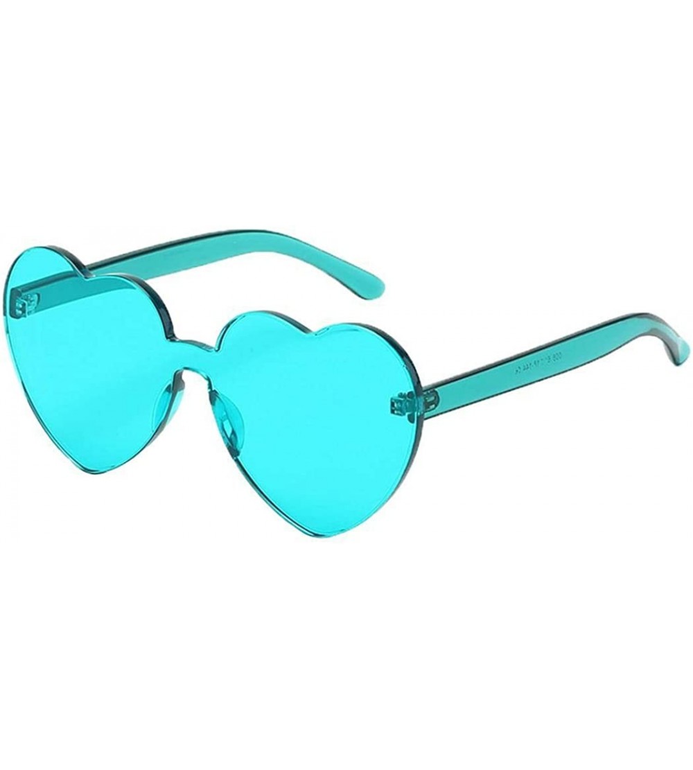 Rimless Heart Shaped Rimless Sunglasses Transparent Tinted Candy Color Eyewear Frameless Glasses - Lake Blue - CG1953NT5MO $4...