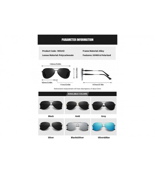 Aviator Polarized Aviator Sunglasses for Men Driving Fishing UV Protection - Black Silver - C818YCUNXQG $27.88