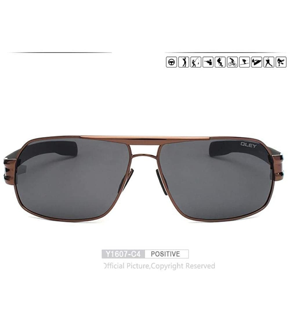 Aviator Polarized Men's Sunglasses Brand Designer UV400 Protect Sun Y1607 C1 BOX - Y1607 C4 Box - CP18XE0W05X $28.96
