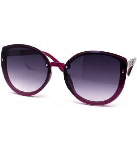 Cat Eye Womens Luxury Designer Fashion Oversize Round Cat Eye Sunglasses - Purple - CP197E5NR33 $23.46