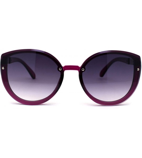 Cat Eye Womens Luxury Designer Fashion Oversize Round Cat Eye Sunglasses - Purple - CP197E5NR33 $23.46