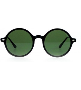 Round Unisex Fashion Sunglasses Round Circle Horn Rim Frame Flat Lens UV 400 - Black Gold (Dark Green) - C71882Y2L7E $18.89