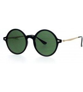 Round Unisex Fashion Sunglasses Round Circle Horn Rim Frame Flat Lens UV 400 - Black Gold (Dark Green) - C71882Y2L7E $18.89