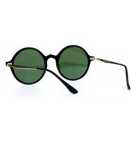 Round Unisex Fashion Sunglasses Round Circle Horn Rim Frame Flat Lens UV 400 - Black Gold (Dark Green) - C71882Y2L7E $18.89