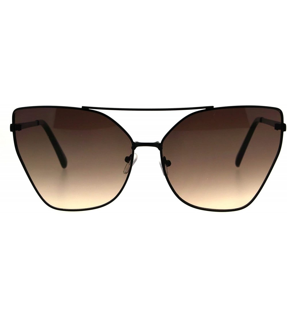 Cat Eye Womens Color Oceanic Gradient Metal Cat Eye Gothic Sunglasses - Black Brown Smoke - C81829ACGHR $23.82