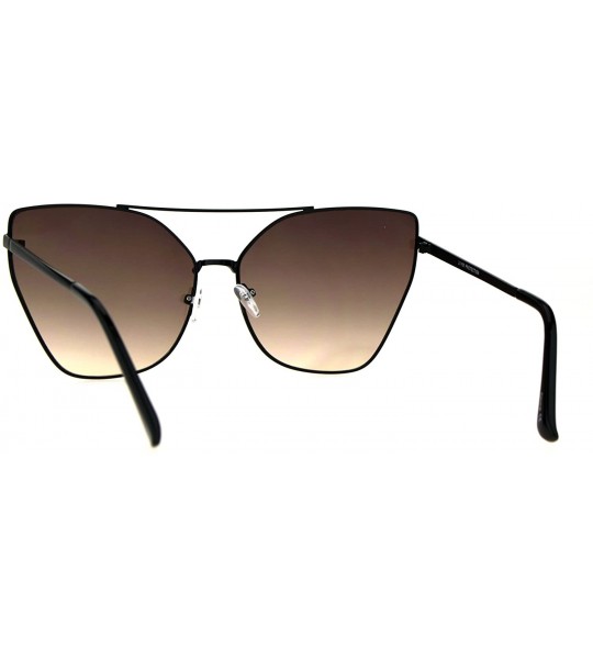 Cat Eye Womens Color Oceanic Gradient Metal Cat Eye Gothic Sunglasses - Black Brown Smoke - C81829ACGHR $23.82