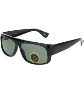 Rectangular Mens Tempered Glass Lens 90s Mad Dog Flat Top Gangster Plastic Sunglasses Black Green - CR18OTHIUZA $19.13