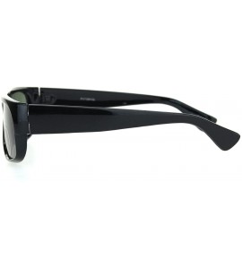 Rectangular Mens Tempered Glass Lens 90s Mad Dog Flat Top Gangster Plastic Sunglasses Black Green - CR18OTHIUZA $19.13