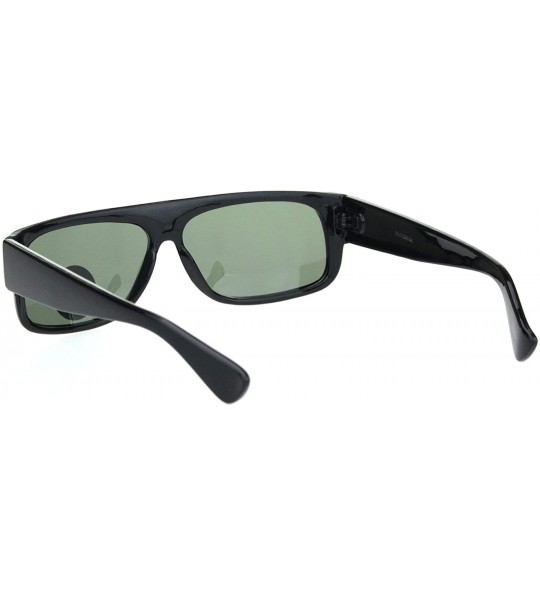 Rectangular Mens Tempered Glass Lens 90s Mad Dog Flat Top Gangster Plastic Sunglasses Black Green - CR18OTHIUZA $19.13