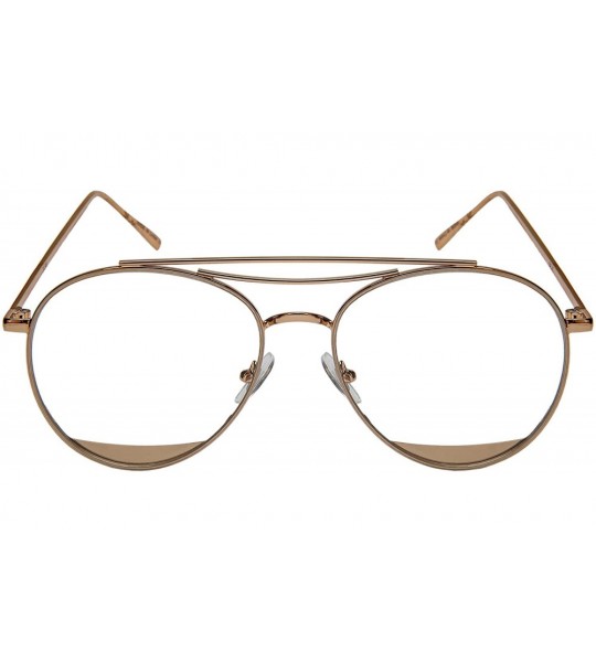 Aviator Modern Metal Double Bar Aviators with Flat Lens 3130-FLREV - Gold - CG185HE2CYX $17.25