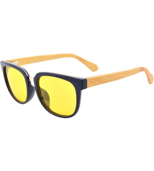 Oval Night Vision Blue Ray Filters Polarized Driving Glasses Wood UV400 Sunglasses-S569 - CF1936Z82IM $26.85