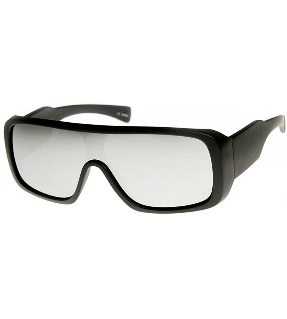Shield Rectangle Mono Flash Mirror Shield Lens Action Sports Sunglasses (Black Mirror) - C911MV5AIOB $18.66