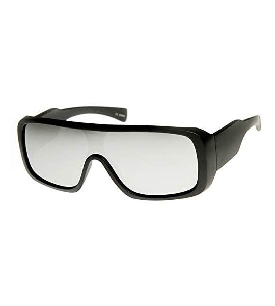 Shield Rectangle Mono Flash Mirror Shield Lens Action Sports Sunglasses (Black Mirror) - C911MV5AIOB $18.66