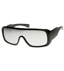 Shield Rectangle Mono Flash Mirror Shield Lens Action Sports Sunglasses (Black Mirror) - C911MV5AIOB $18.66