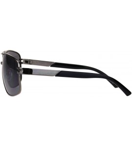 Square Mens Sunglasses Pilot Navigator Square Aviator Fashion Shades UV 400 - Gunmetal (Black) - CC18T582KL5 $20.91