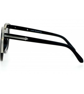 Wayfarer Metal Brow Trim Round Circle Thick Plastic Horn Rim Designer Sunglasses - Black Silver - CR1260ICD93 $20.36