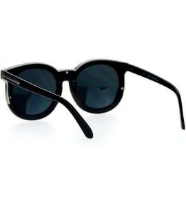 Wayfarer Metal Brow Trim Round Circle Thick Plastic Horn Rim Designer Sunglasses - Black Silver - CR1260ICD93 $20.36