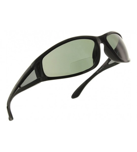 Round Wrap Polarized Sunglasses Invisible Line Bifocal Sunglass Readers - Black - C218C56X0MD $58.49