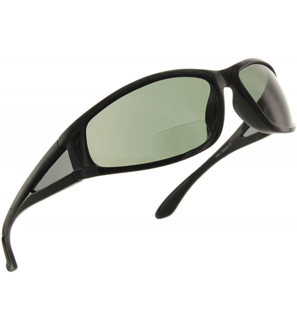 Round Wrap Polarized Sunglasses Invisible Line Bifocal Sunglass Readers - Black - C218C56X0MD $58.49