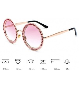 Semi-rimless Women Round Rhinestone Sunglasses Metal Frame Polycarbonate lens - Silver Blue - C418EOD7MKN $23.38