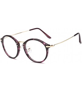 Round Round Frame Nearsighted Glasses Male Female metal frame resin lenses - Purple Leopard Print - CA18G6RHU99 $49.75