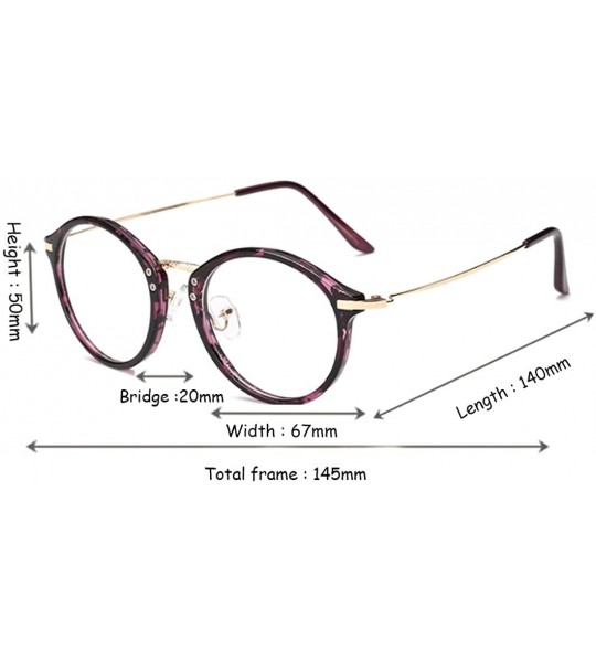 Round Round Frame Nearsighted Glasses Male Female metal frame resin lenses - Purple Leopard Print - CA18G6RHU99 $49.75