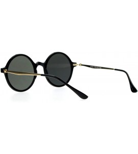 Round Unisex Fashion Sunglasses Round Circle Horn Rim Frame Flat Mirror Lens - Black Gold (Brown Mirror) - C81882WW7RL $21.98