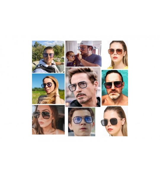 Goggle Retro Aviator Square Sunglasses for Men Women Gradient Lens Shades - Gold Frame/Clear Lens - C118X86IZHS $24.43