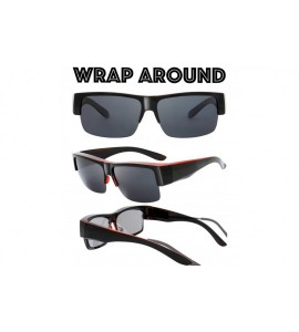 Semi-rimless High definition Polarized Wrap Around Semi-rimless Sunglasses for Prescription Glasses - Gift Box Package - C718...