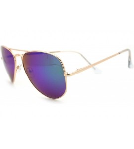 Aviator Gold Spring Hinge Aviator Sunglasses Thin Metal Color Mirror Lens - Gold - CH11Q5F3JL3 $18.32