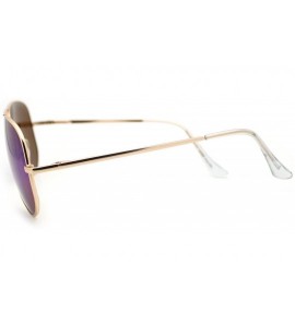 Aviator Gold Spring Hinge Aviator Sunglasses Thin Metal Color Mirror Lens - Gold - CH11Q5F3JL3 $18.32