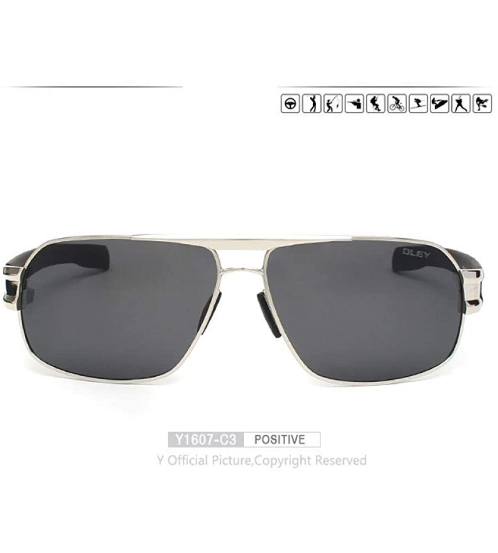 Oversized Polarized Men's Sunglasses Brand Designer UV400 Protect Sun Y1607 C1 BOX - Y1607 C3 Box - CN18XDWUC2O $29.61