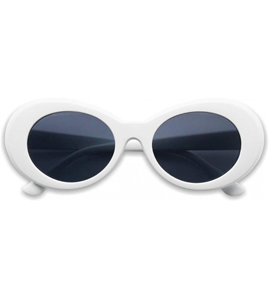 Oval Classic NIRVANA Kurt Cobain Oval Checkered Round Sunglasses w/Colored Pantone Lenses - White (Smoke Lens) - CJ189SAZSLN ...