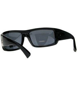 Sport Polarized Nitrogen Thick Plastic Warp Biker Sport Sunglasses - Shiny Black Black - CZ18CAKUDAX $22.66