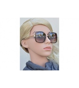 Square Square Metal Trim Plastic Sunglasses - Tortoise + Brown - CN18OQ3NYME $25.73