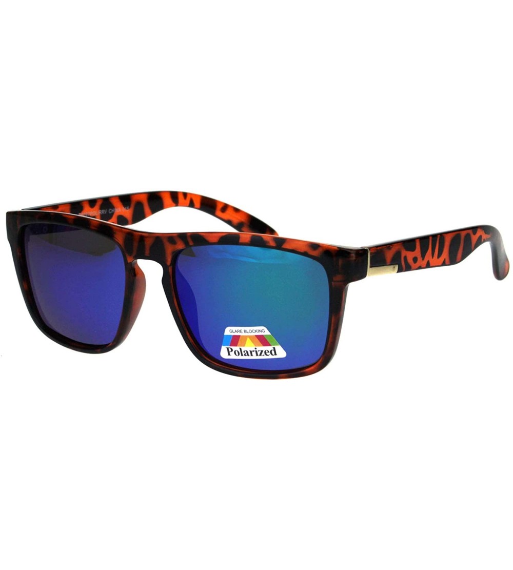 Square Polarized Lens Sunglasses Unisex Casual Fashion Square Frame Mirrored UV 400 - Tortoise (Teal Mirror) - C418SMMXG58 $2...