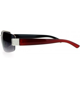 Rimless Rimless Rhinestone Jewel Hinge Luxury Bling Sunglasses - Silver Smoke Red - CQ12FLPID5T $19.48