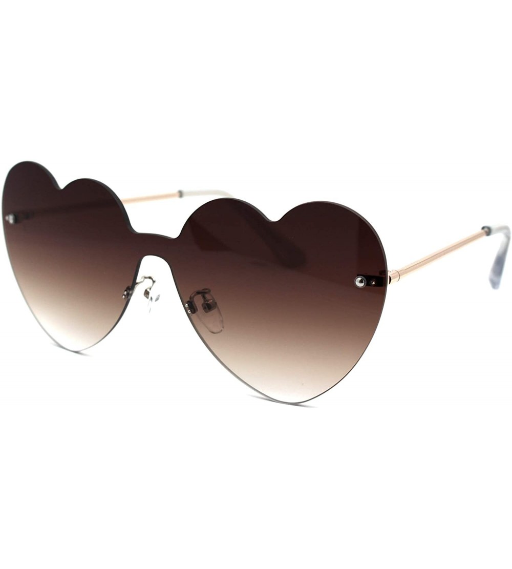 Shield Womens Heart Shape Shield Retro Love Sunglasses - Gold Brown - C818Z3KY49X $25.92