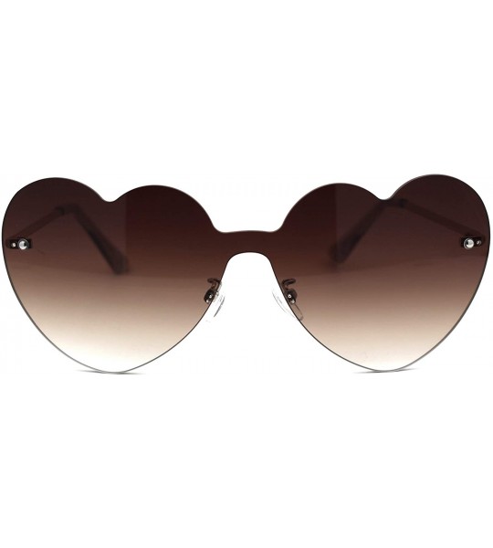 Shield Womens Heart Shape Shield Retro Love Sunglasses - Gold Brown - C818Z3KY49X $25.92