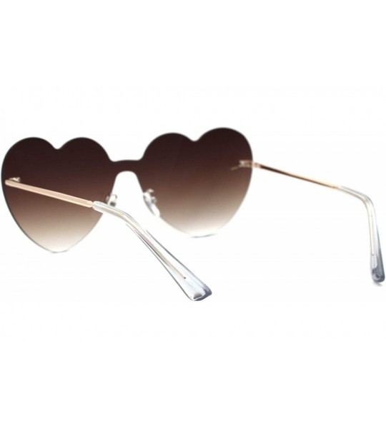 Shield Womens Heart Shape Shield Retro Love Sunglasses - Gold Brown - C818Z3KY49X $25.92