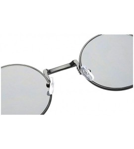 Round New retro spring legs round frame personality punk unisex metal sunglasses UV400 - Brown Yellow - CE18NNU4LCT $23.30