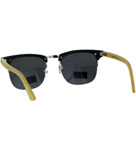 Rectangular Mens Bamboo Wood Classic Half Horn Rim Hipster Sunglasses - Matte Black - C6180UMADXD $25.14