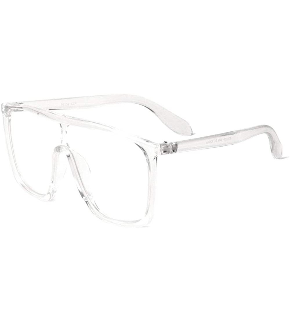 Shield Clear Flat One Piece Shield Lens Square Sunglasses - Clear - CL190DRS0SO $26.31