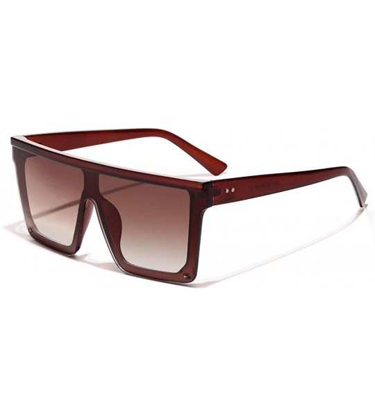 Square Men Square Sunglasses for Women Oversized Sun Glasses for Men Uv400 One Piece Lens - Brown - CW18X24MC9Y $19.87